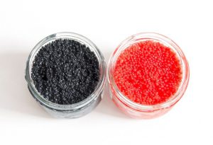 red-and-black-caviar-in-glass-jars