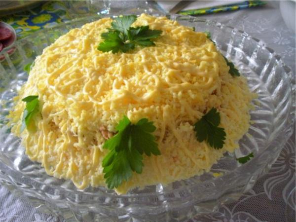 салат мимоза с сыром слои