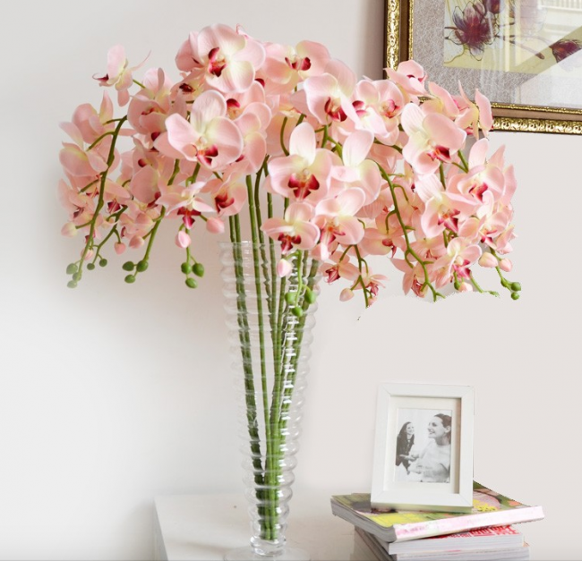 Розовые орхидеи органично впишутся в светлый дизайн помещения