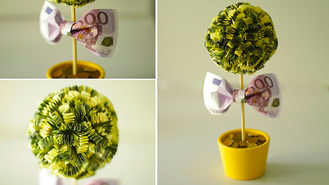Денежное дерево из бумажных денег как сделать своими руками