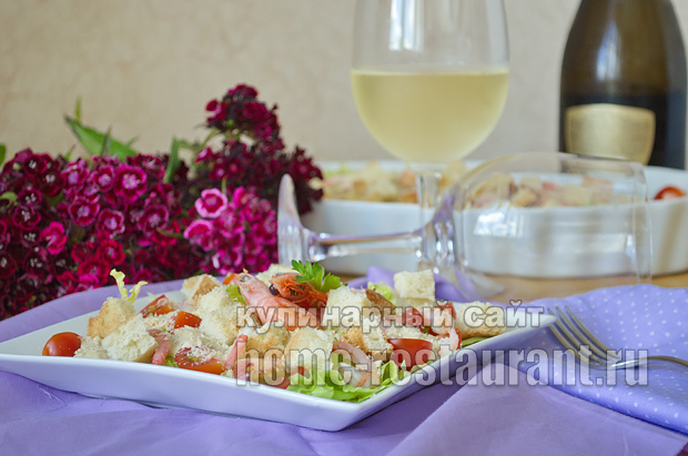 салат цезарь с креветками рецепт с фото пошагово _12