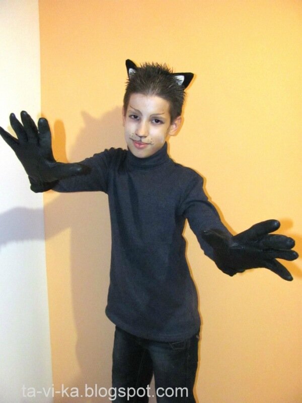 Детский костюм на Хэллоуин своими руками Черный кот