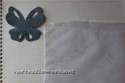 Бабочка из джинсовой ткани. Выкройка (схема) бабочки.