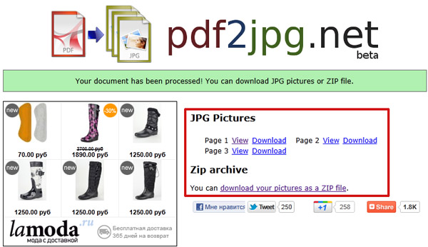 PDF конвертировать в JPG