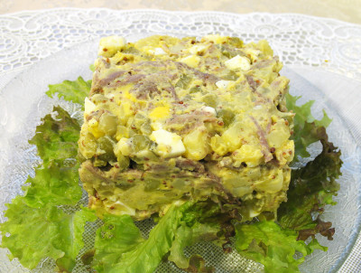 Салат зимний с мясом классический рецепт с фото