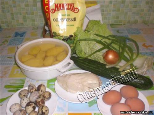 Салат с курицей и картофелем фри. Салат Гнездо глухаря.