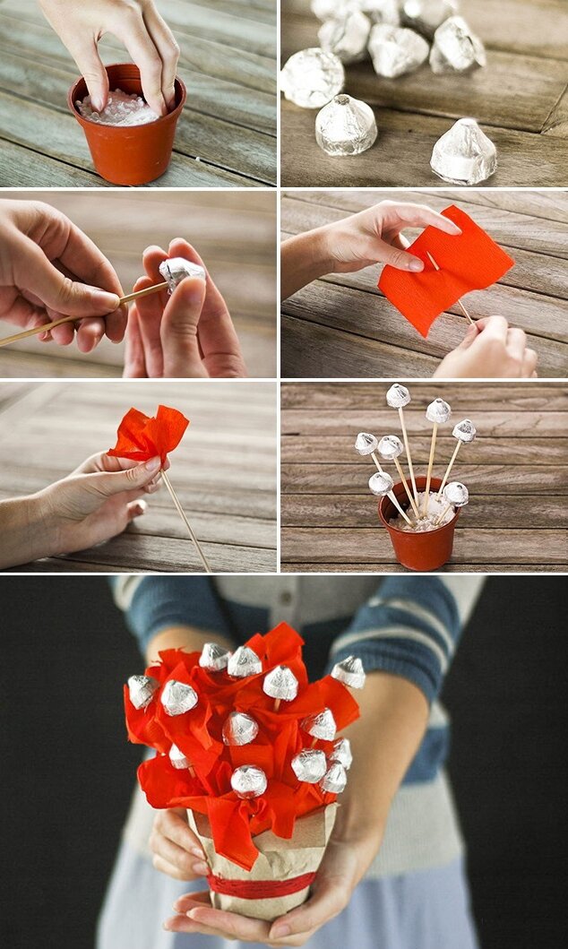 Как сделать букет из конфет своими руками: мастер-класс для начинающих