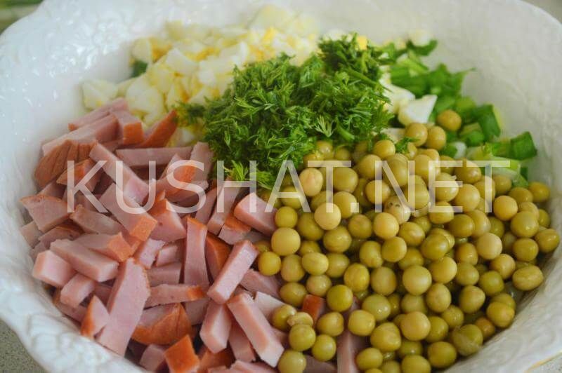 8_салат с ветчиной, горошком и зеленым луком
