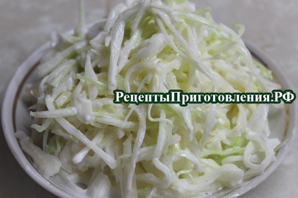 Салат из свежей капусты с чесноком, фото