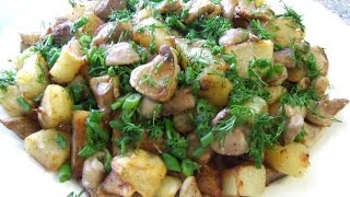 Жареная картошка с грибами Рецепт жареной картошки с маслятами