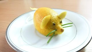 карвинг на фруктах лимон и мышка carving fruits
