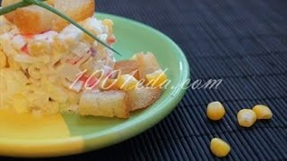 Рецепт салата с сухариками и крабовыми палочками