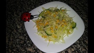 Салат из капусты, огурца и кукурузы. Салат Витаминный