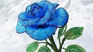 PART 1 tutorial: blue rose out of beads (Как cделать синюю розу из бисера)