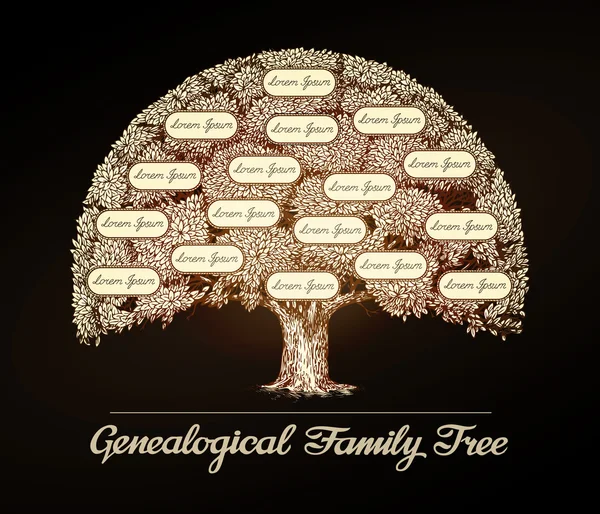 Генеалогическое дерево в винтажном стиле. Генеалогическое дерево. Родословная, фамилия, имя семейства или династии — стоковый вектор