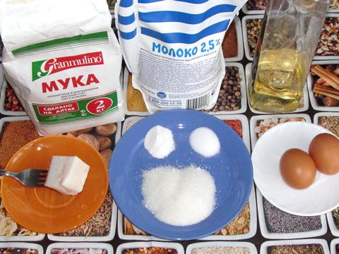ингредиенты для тонких блинчиков на молоке