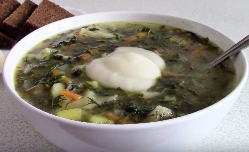 Щавелевый суп с цветной капустой
