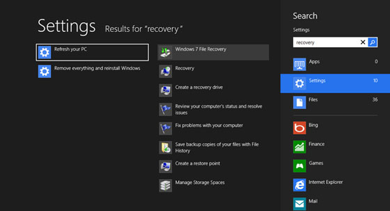 Windows 7 Recovery in Windows 8