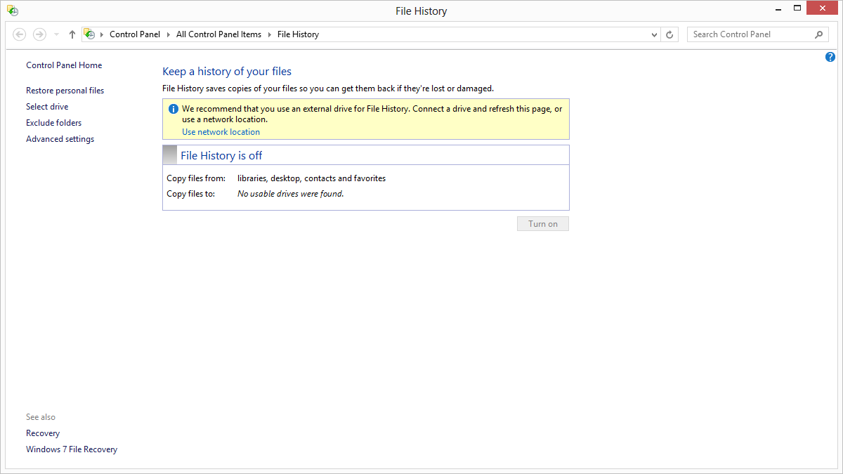 File History in Windows 8