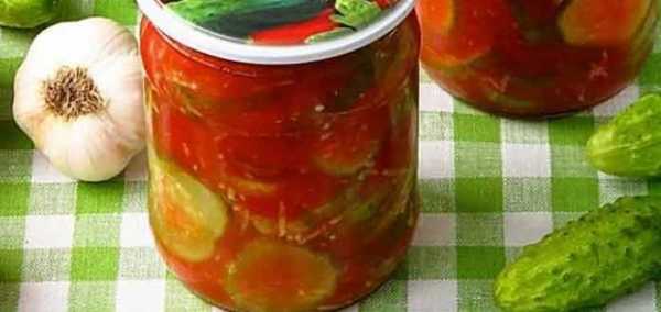 Салат из огурцов на зиму в томатном соке без стерилизации